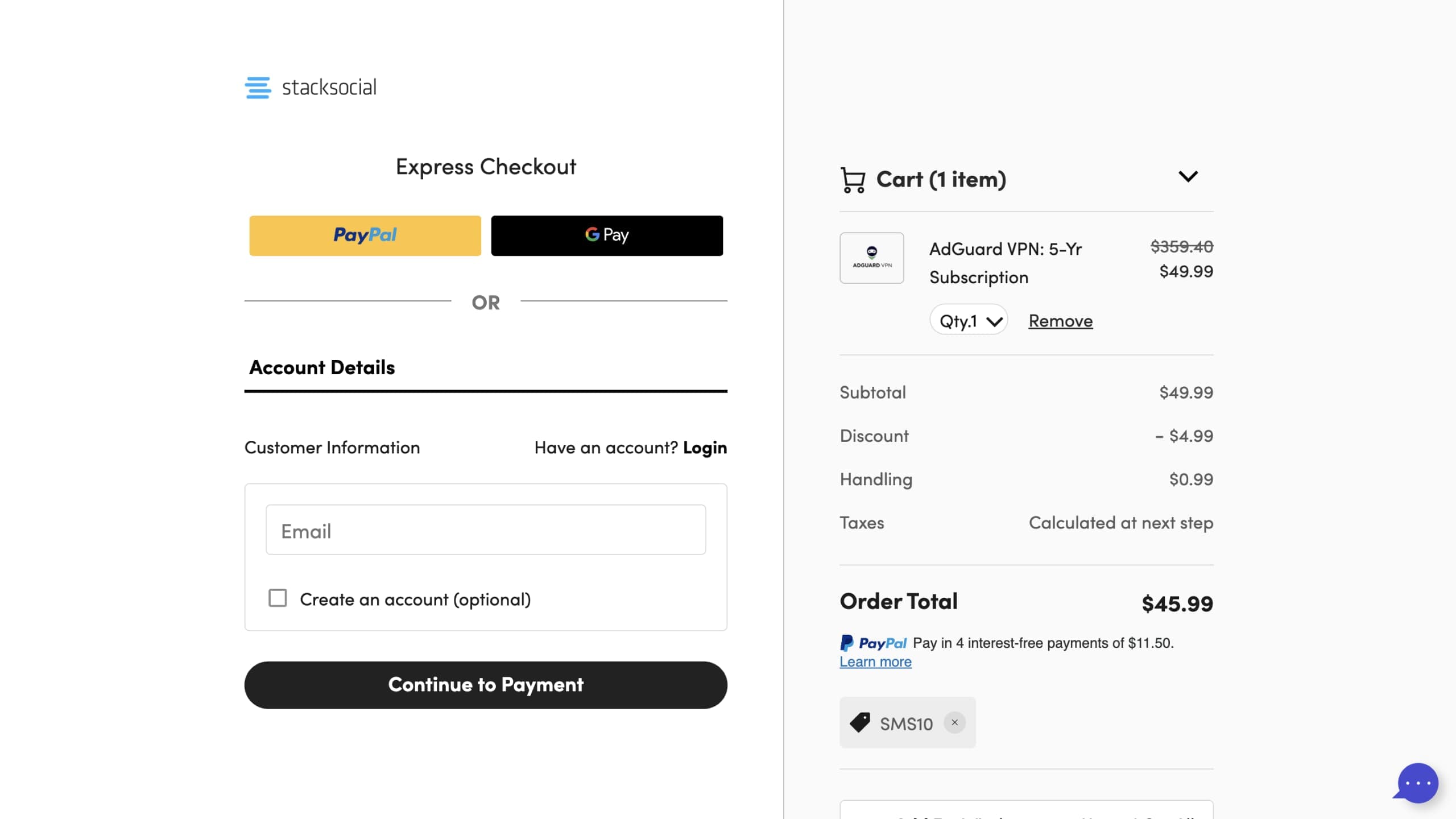 使用優惠碼在StackSocial購買AdGuard VPN